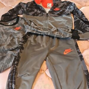 3 piece  including T-Shirt  NIKE Gray and Orange Tracksuit Set